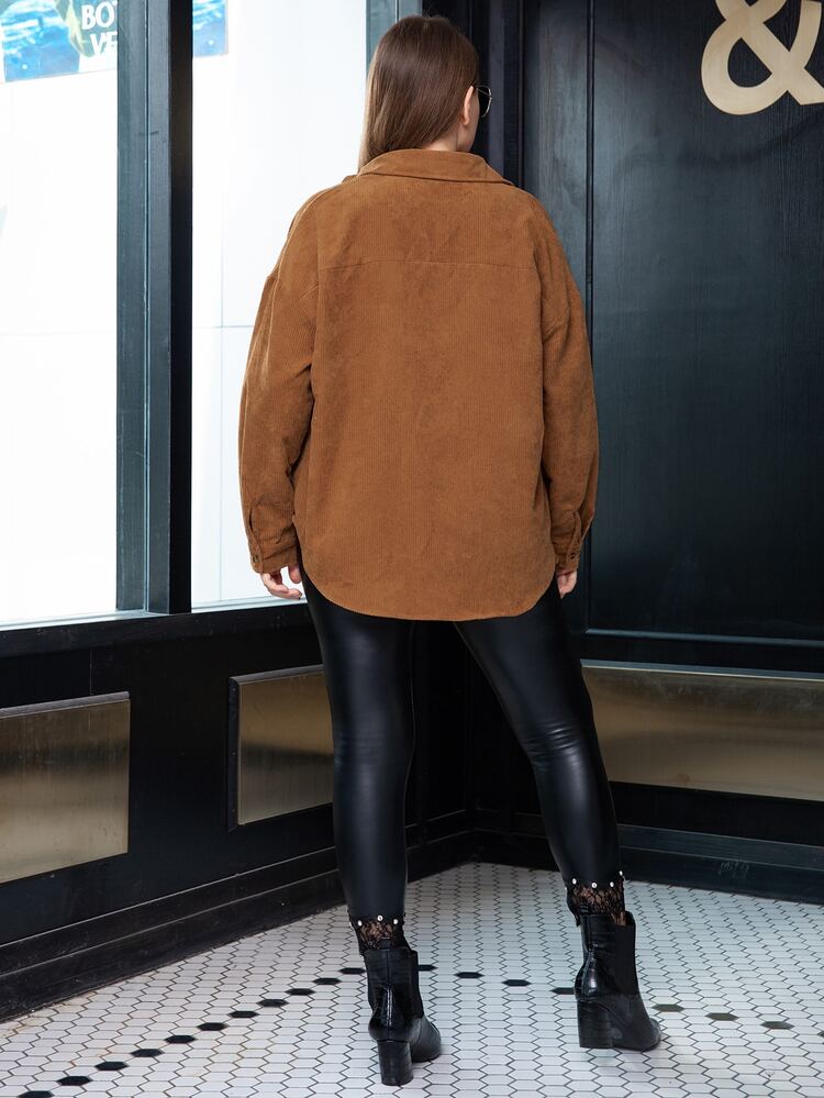 Camisa de pana con botón - Marrón - Añade 2