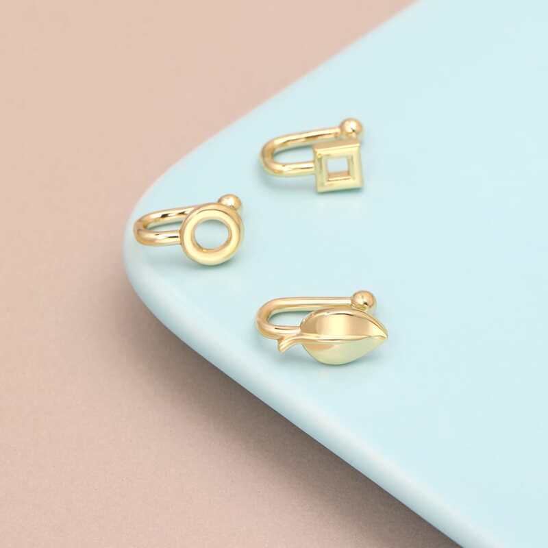 

3pcs Geo Decor Nose Ring, Gold