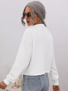 Muchica Zipper Front Sweatshirt - White - View 2