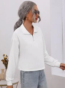 Muchica Zipper Front Sweatshirt - White - View 5