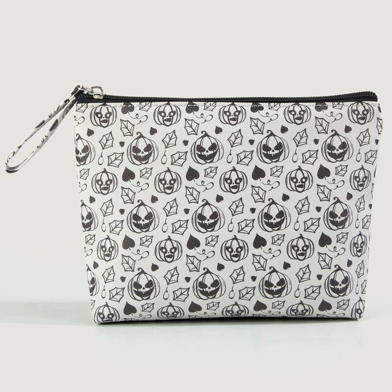 

Halloween Pumpkin Pattern Zippered Makeup Bag, Grey