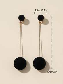 Bông tai thả trang trí tròn - màu đen - Xem 3