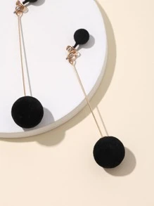 Bông tai thả trang trí tròn - màu đen - Xem 5