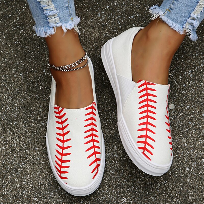 

Leaf Graphic Slip On Sneakers, White