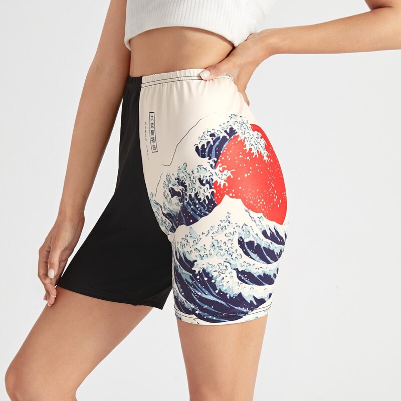 

Sun And Wave Print Leggings, Multicolor