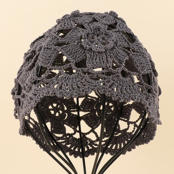 

Hollow Out Knit Hat, Grey