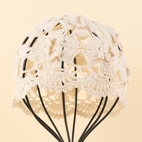 

Hollow Out Knit Hat, White
