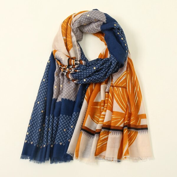 

Leaf Print Scarf, Multicolor