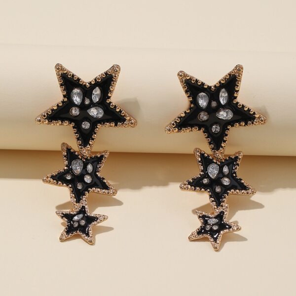 

Rhinestone Star Decor Earrings, Black