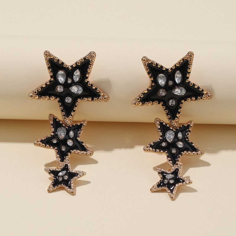 

Star Drop Earrings, Black