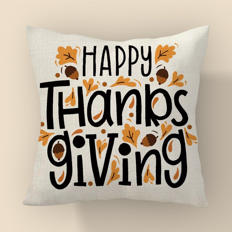 

Slogan Graphic Thanksgiving Cushion Cover Without Filler, Multicolor