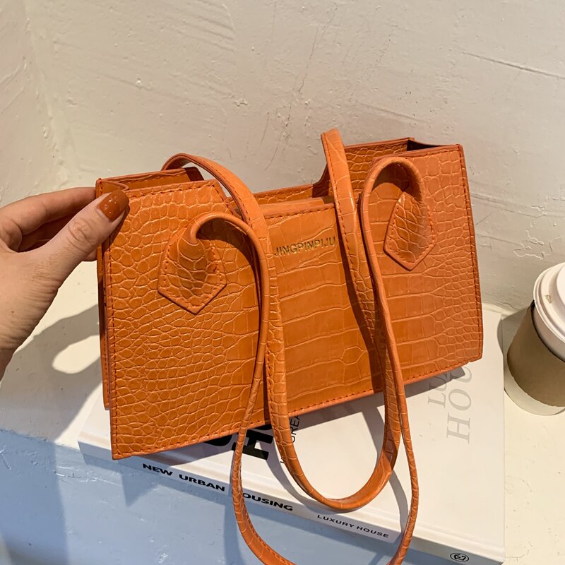 

Croc Embossed Shoulder Bag, Orange