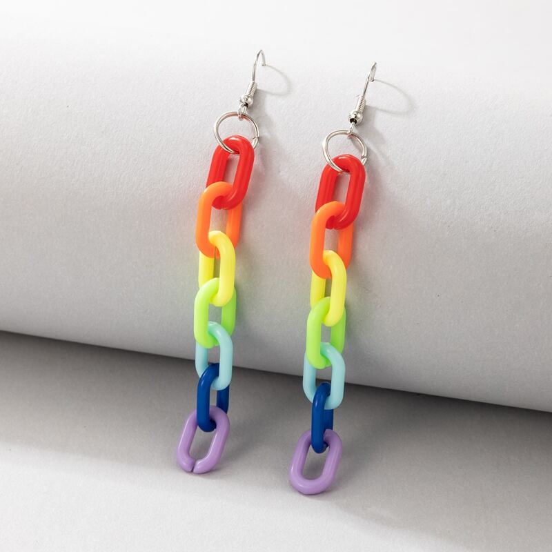 

Chain Decor Earrings, Multicolor