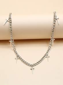 ROMWE Dagger Chain Necklace - Antique Silver - View 3