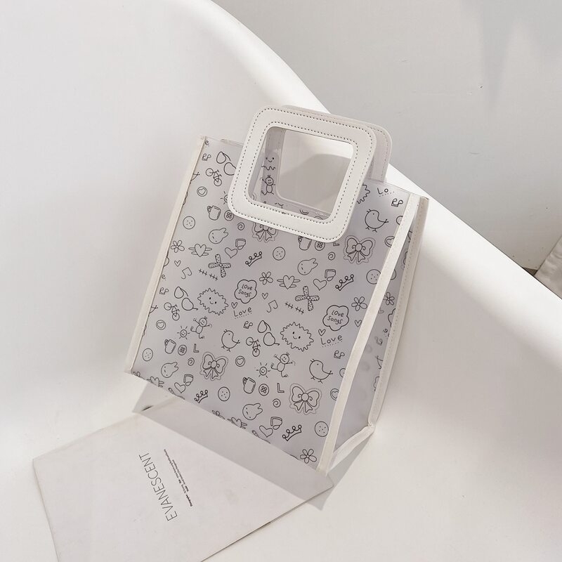 

Cartoon Graphic Satchel Bag, White