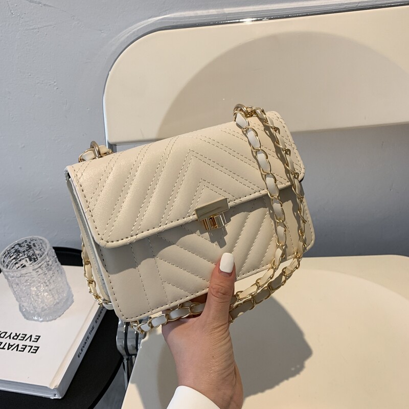 

Quilted Flap Shoulder Bag, White