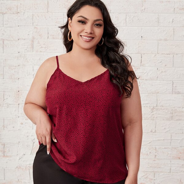 

Plus Allover Print Cami Top, Burgundy