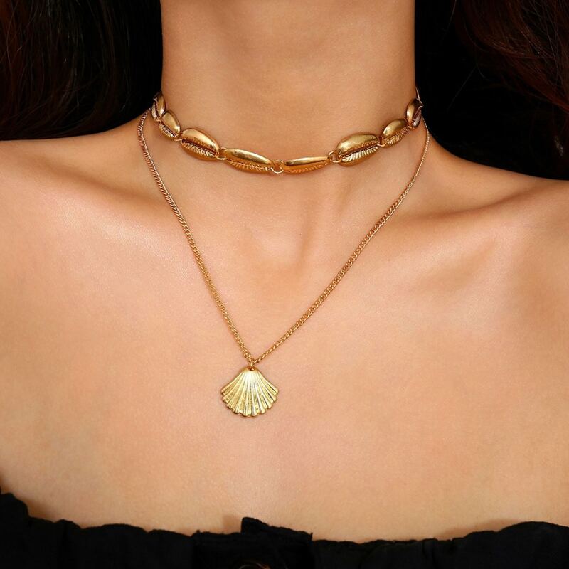 

Shell Decor Layered Necklace, Gold