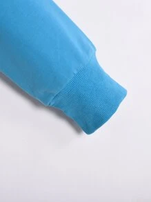 Áo len crop Xe đạp & Đồ họa Chữ cái - Màu xanh lam - Xem 4