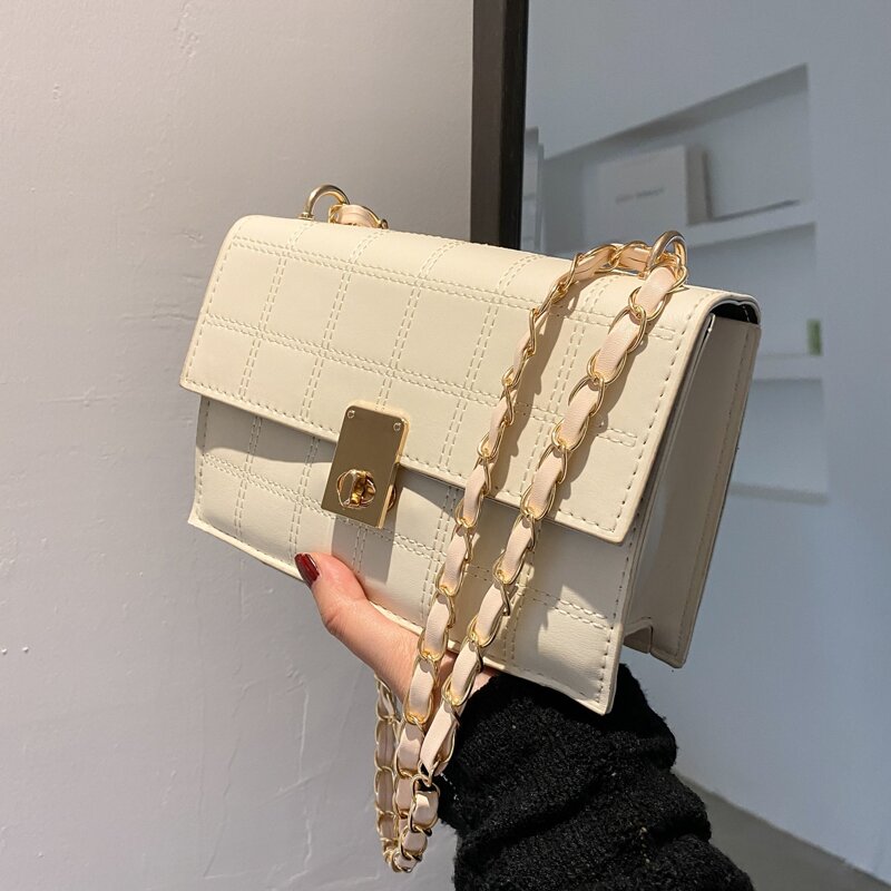 

Turn Lock Flap Shoulder Bag, White