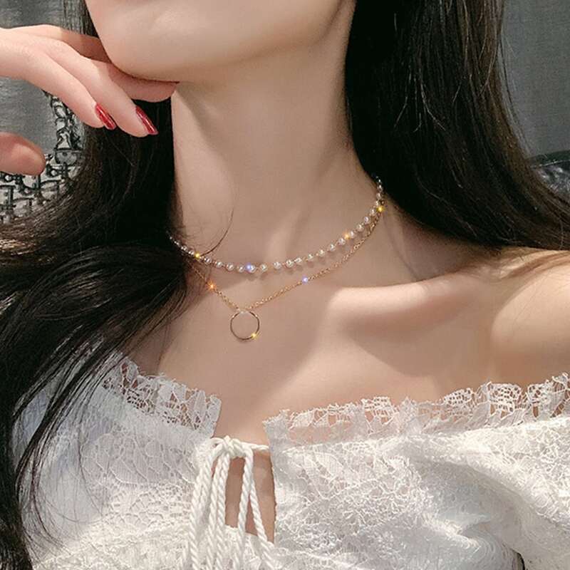 

Ring Decor Layered Necklace, Gold