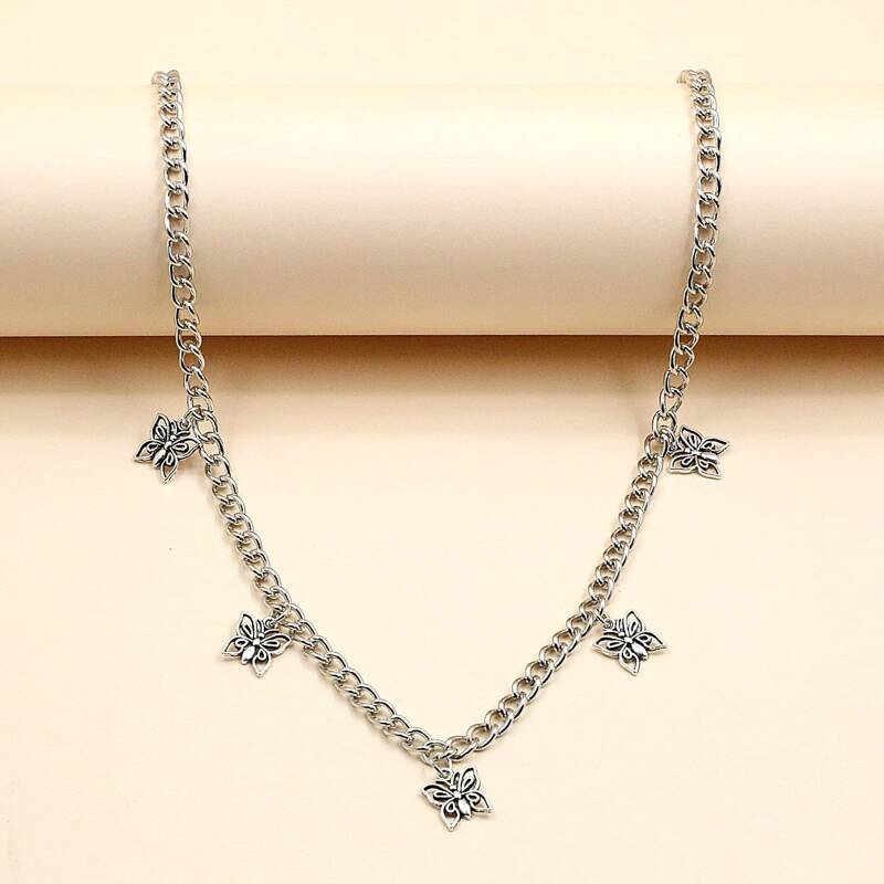 

Butterfly Charm Chain Necklace, Silver