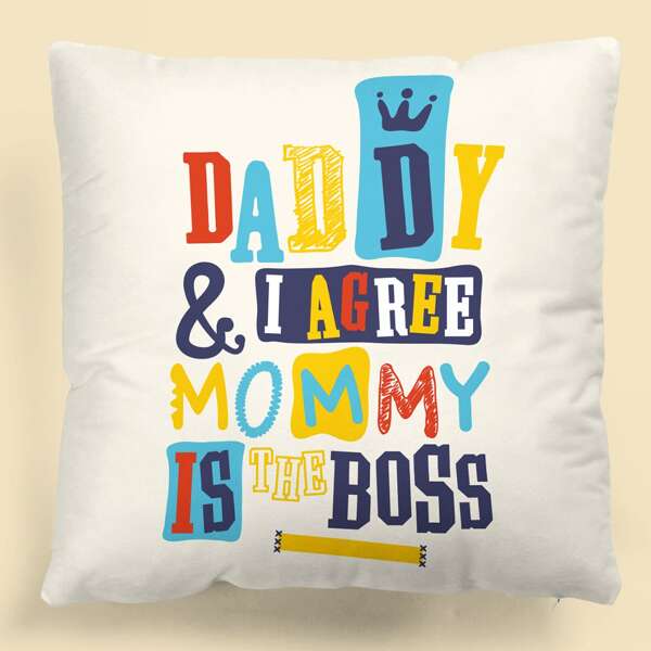

Slogan Graphic Kids Cushion Cover Without Filler, Multicolor