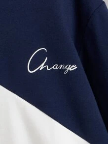 SHEIN Boys Colourblock Letter Print Drop Shoulder Pullover - Multicolor - View 3