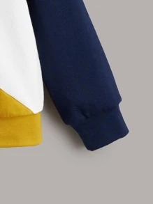 SHEIN Boys Colourblock Letter Print Drop Shoulder Pullover - Multicolor - View 4