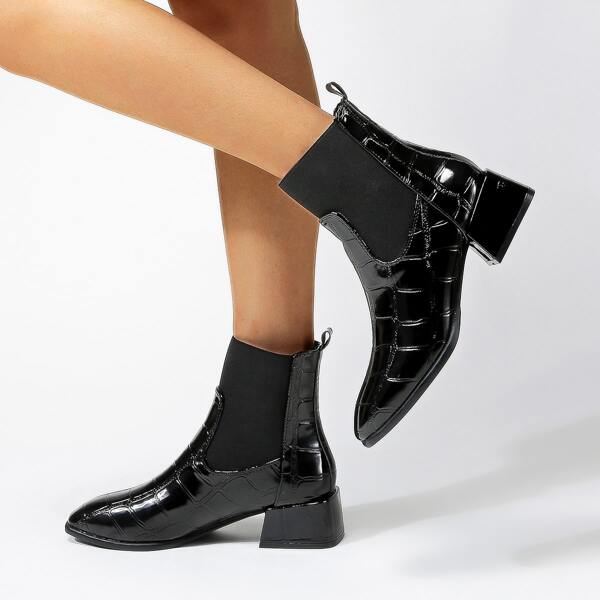 

Textured Chunky Chelsea Boots, Black