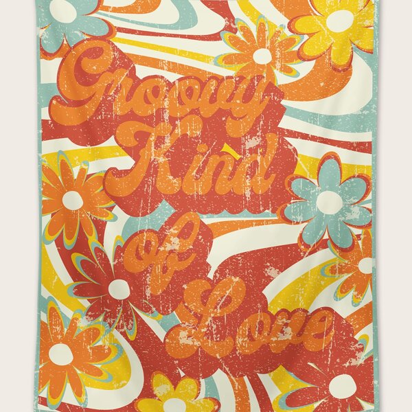 

Slogan Graphic Tapestry, Multicolor