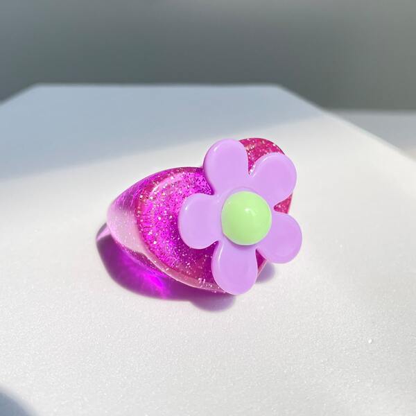 

Flower Decor Ring, Purple