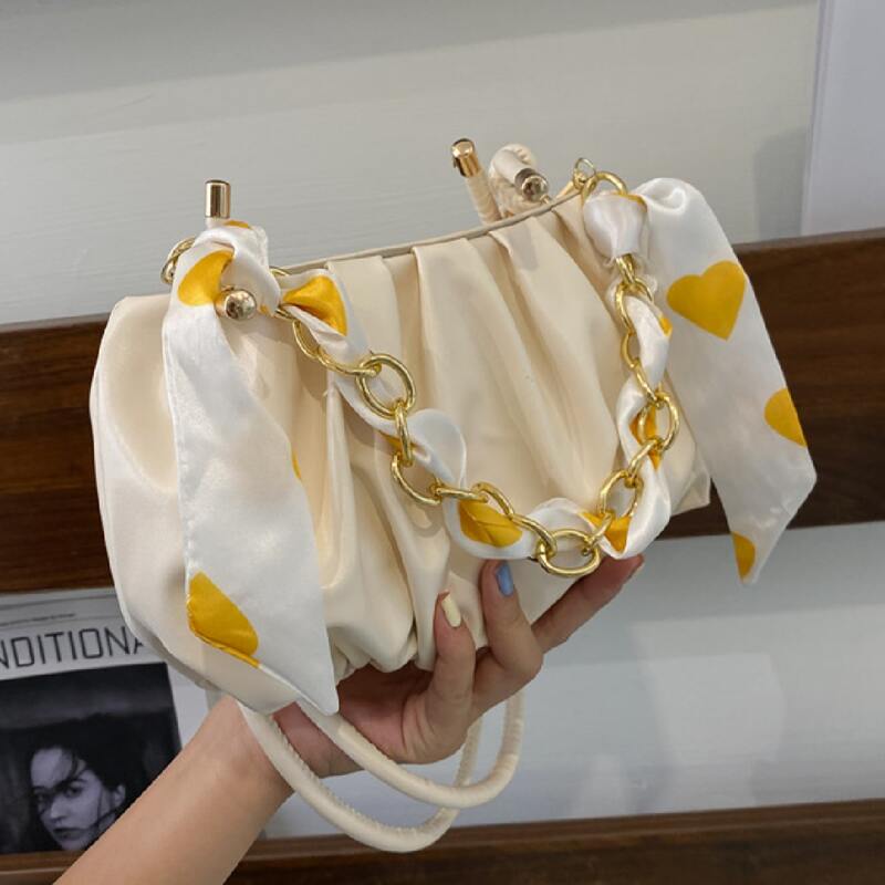 

Scarf Decor Shoulder Bag, Beige