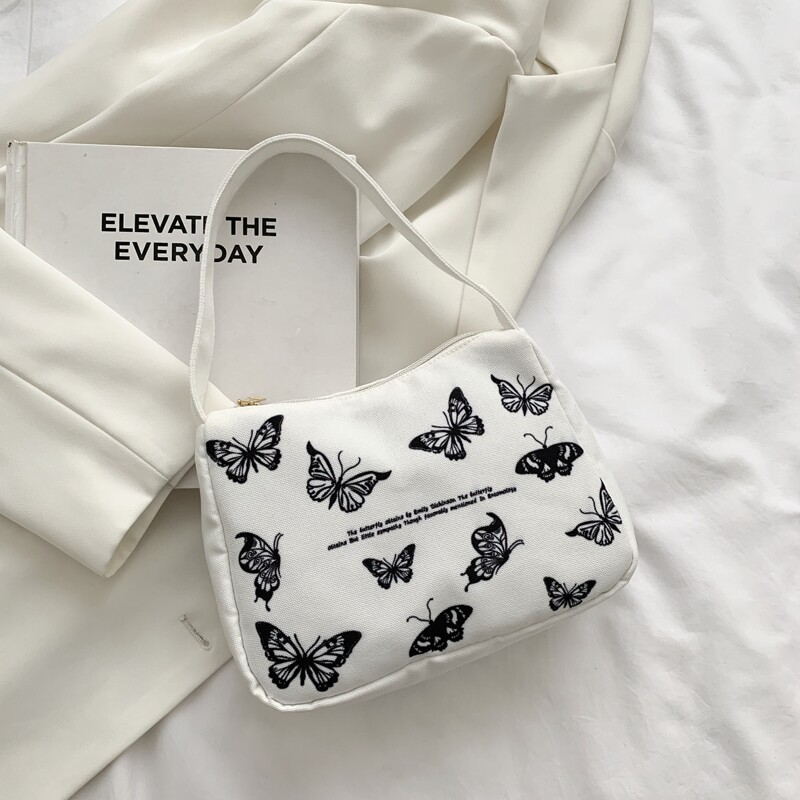 

Butterfly Graphic Shoulder Bag, White