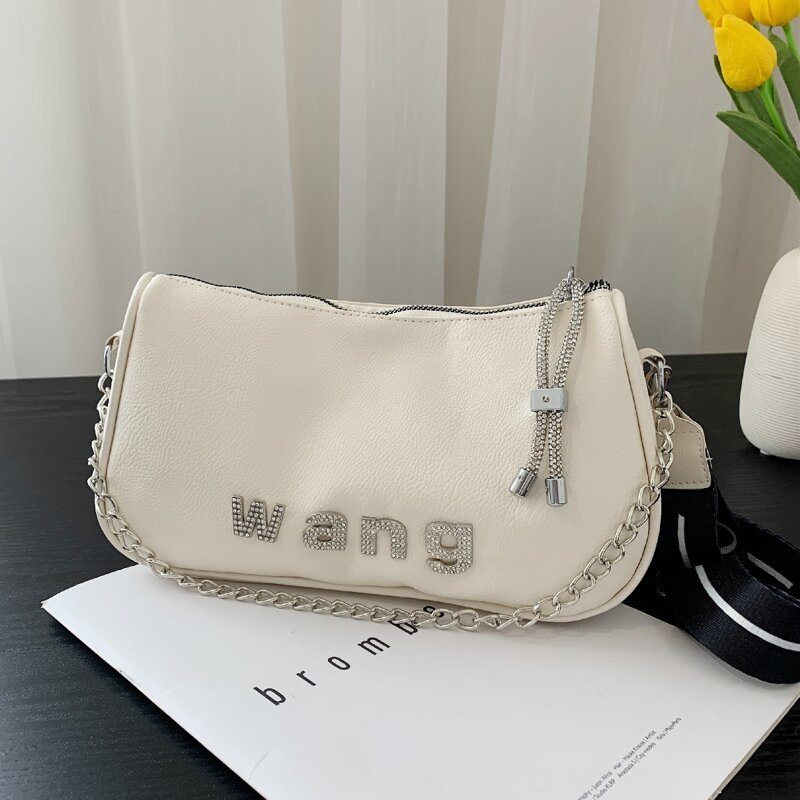 

Rhinestone Letter Shoulder Bag, White