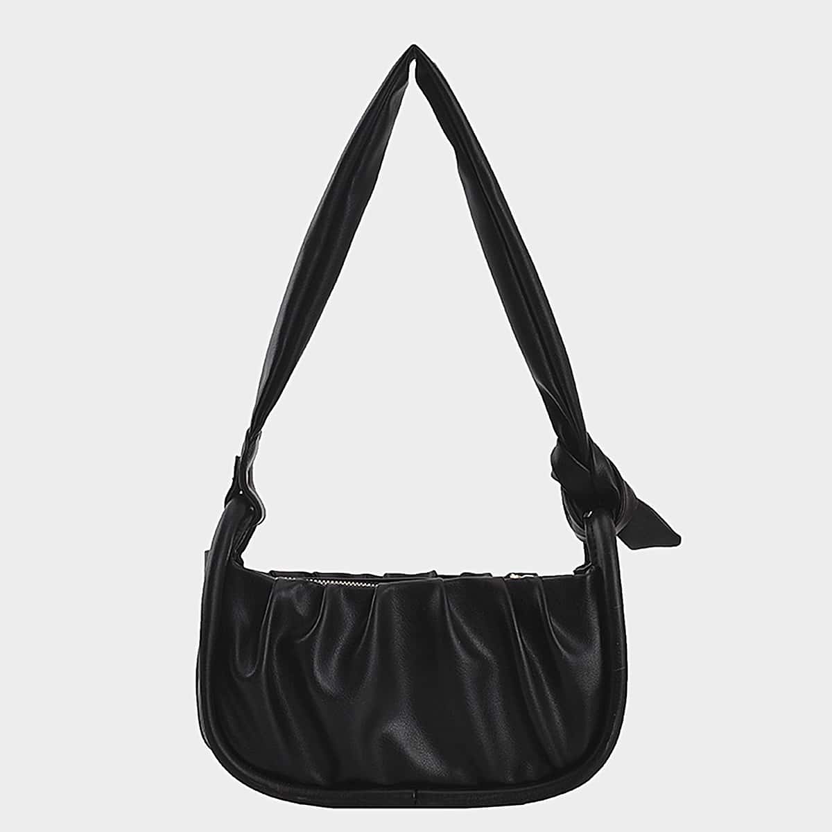 

Minimalist Ruched Shoulder Bag, Black