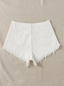 SHEIN EZwear 女士牛仔短褲 - 白色 - 查看 2