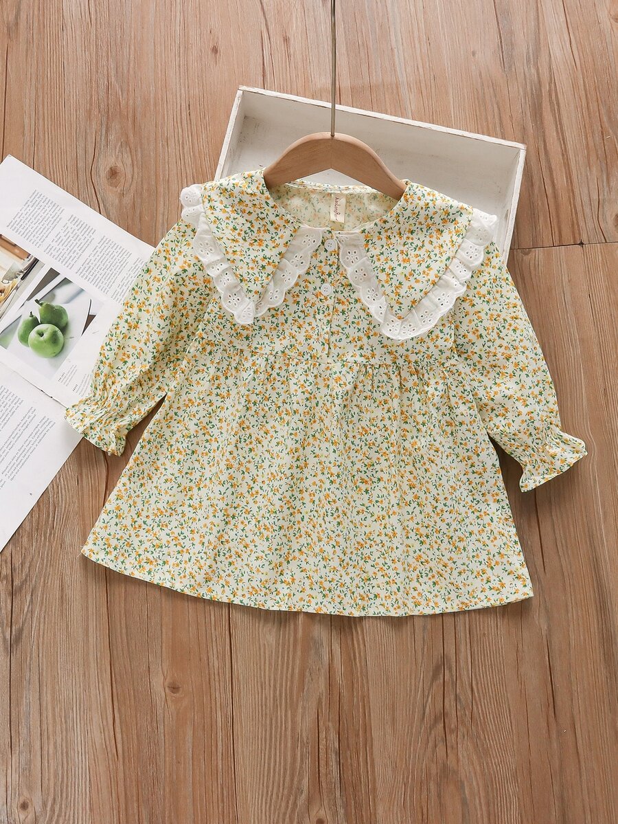 Đầm bé gái Nút Xù Tranh thêu Họa tiết hoa Boho - Nhiều màu - Xem 1