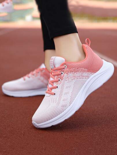 漸層前綁帶針織跑鞋