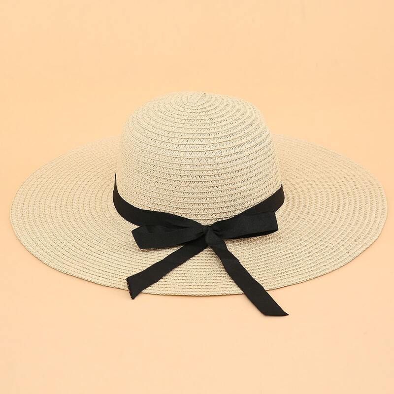 

Bow Knot Straw Hat, Beige