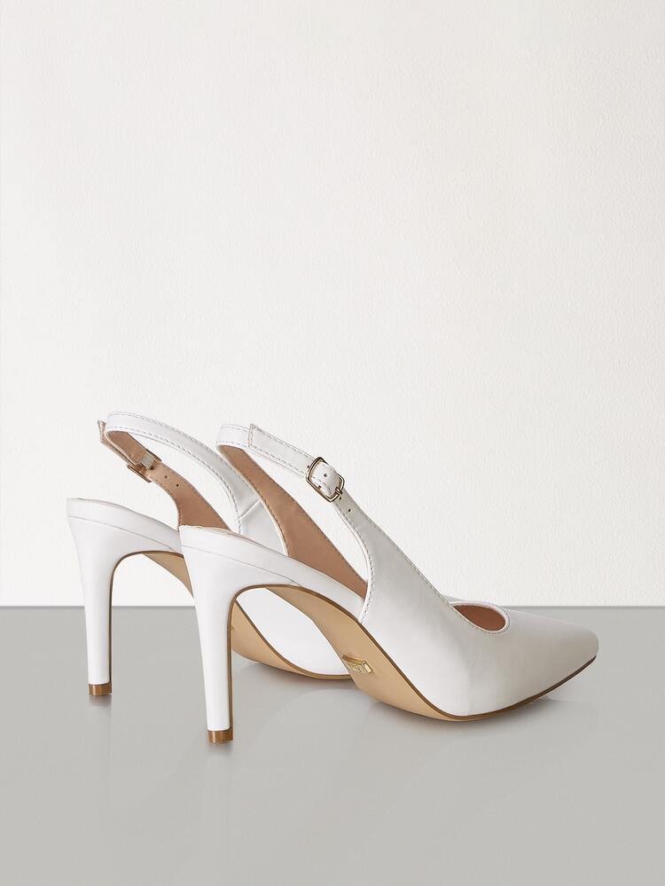 Minimalist Stiletto Heeled Slingback Pumps Valentines - White - View 8