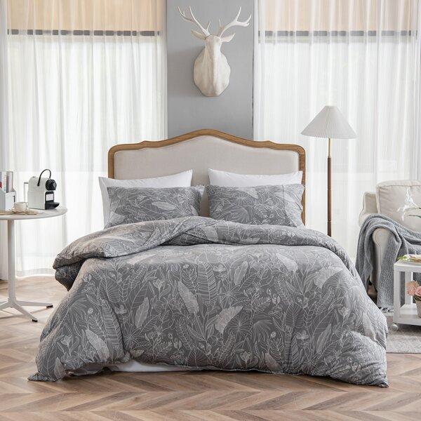 

Plants Print Duvet Cover Sets Without Filler, Grey