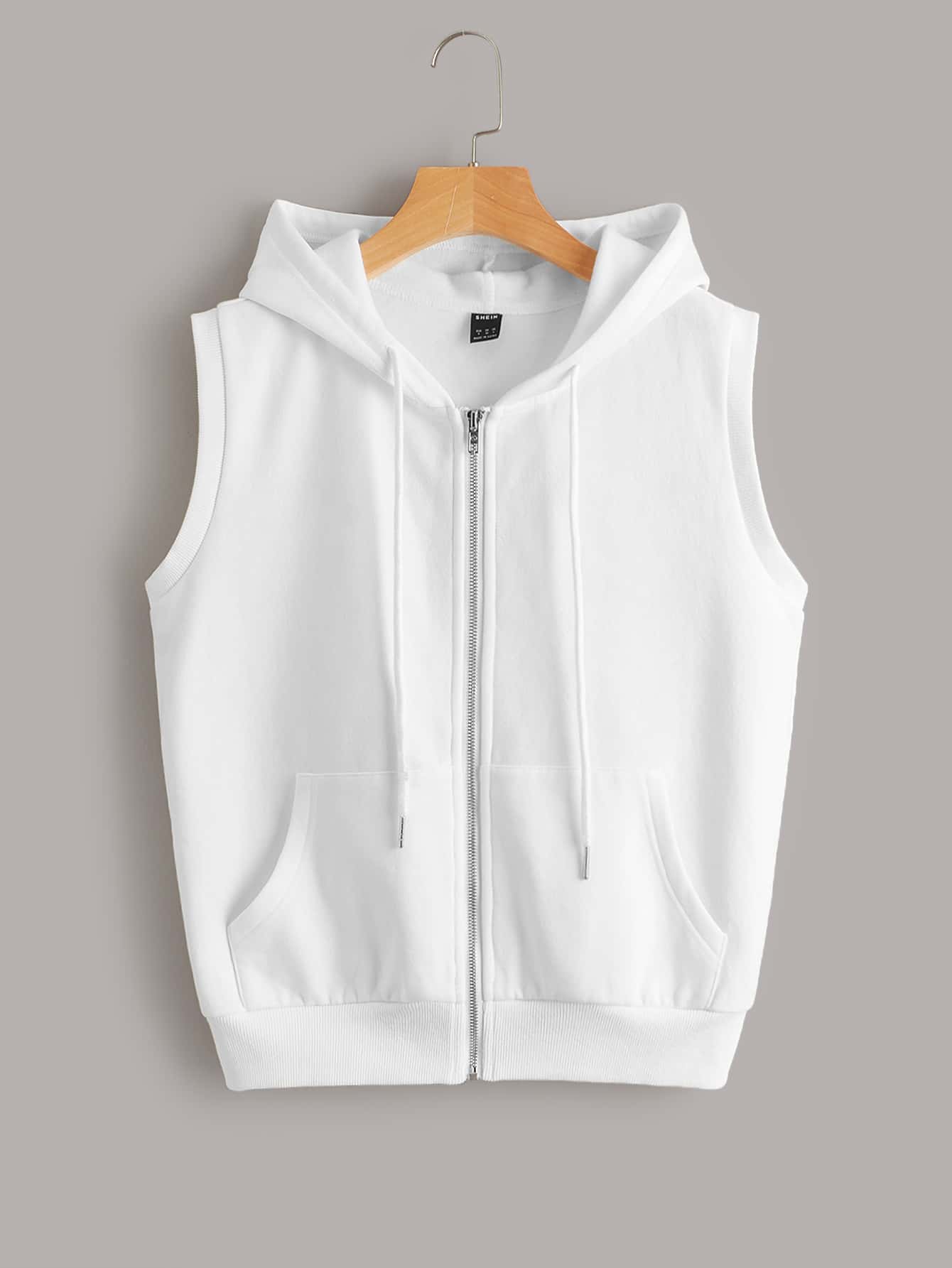 Muchica Drawstring Zipper Fly Hoodie - White - View 1