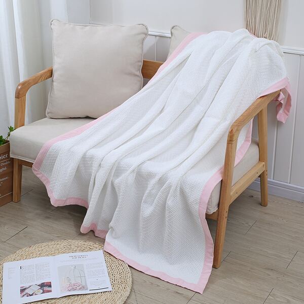 

1pc Two Tone Knitted Throw, White