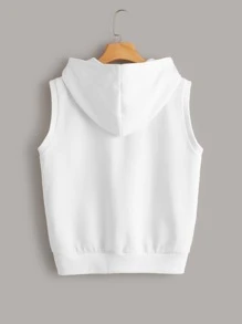 Muchica Drawstring Zipper Fly Hoodie - White - View 2