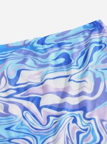 SHEIN ICON Marble Print Mini Skirt - Multicolor - View 5