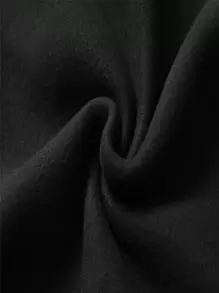 SHEIN EZwear Slogan Graphic Kangaroo Pocket Drawstring Thermal Hoodie - Black - View 5