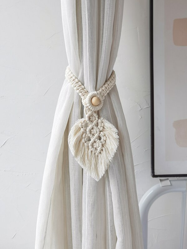 1/2pcs Handmade Rope Woven Leaf Window Curtain Tieback, Home Decor Curtain Accessory Gifts Birthday Graduation