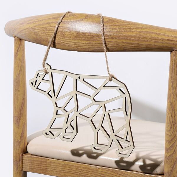

1pc Wooden Animal Wall Hanging, Beige