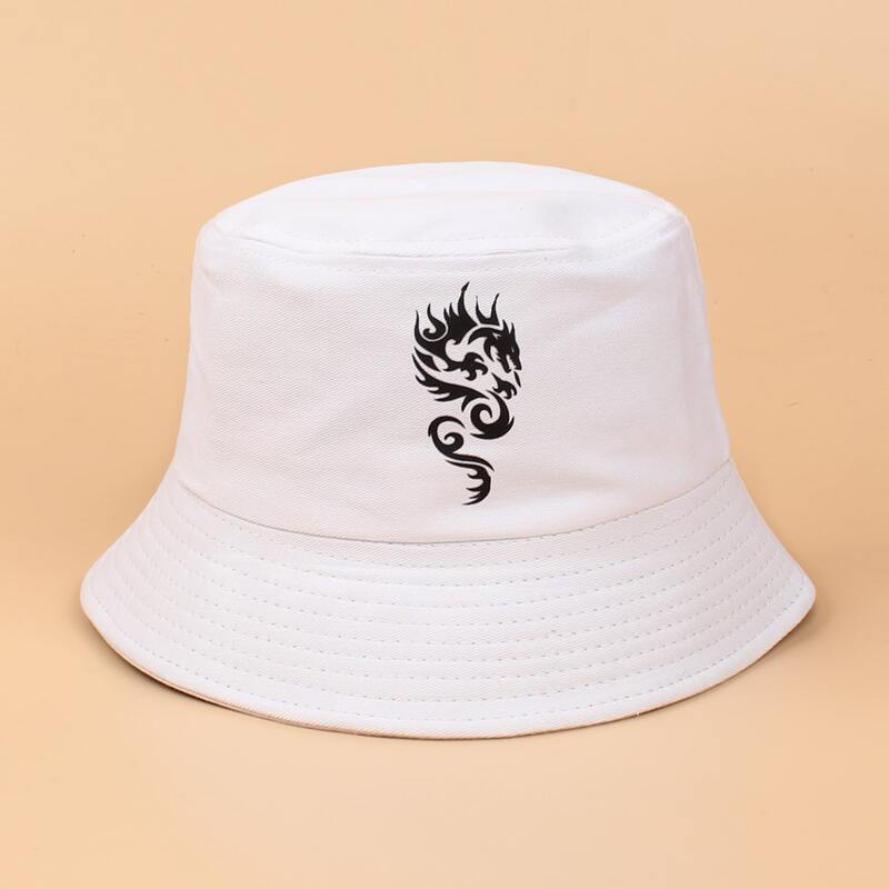 

Dragon Graphic Bucket Hat, White